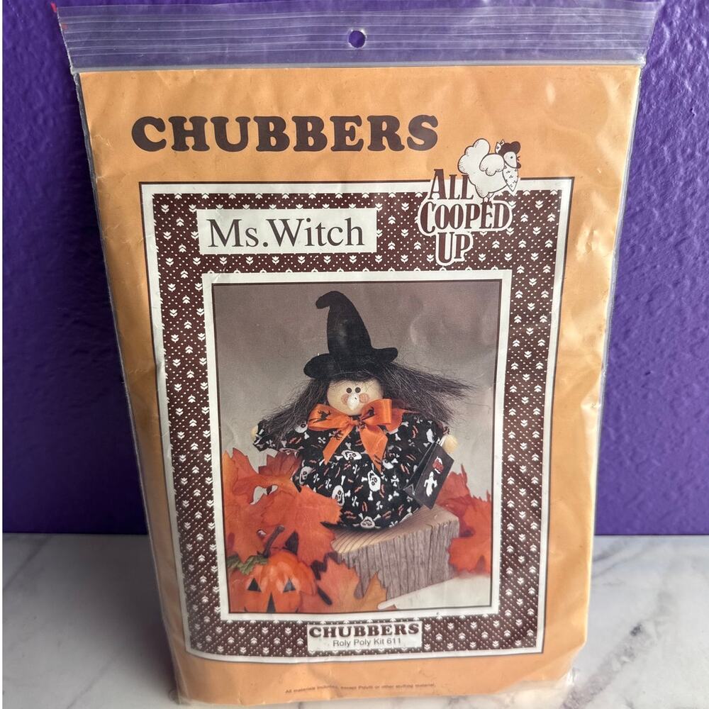 Vintage Chubbers Ms Witch All Cooped Up Roly Poly Craft Sewing Kit Halloween